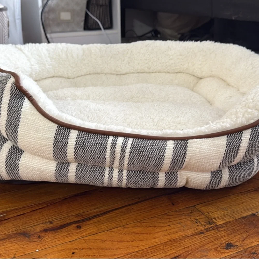 Cozy Cream and Gray Dog Bed